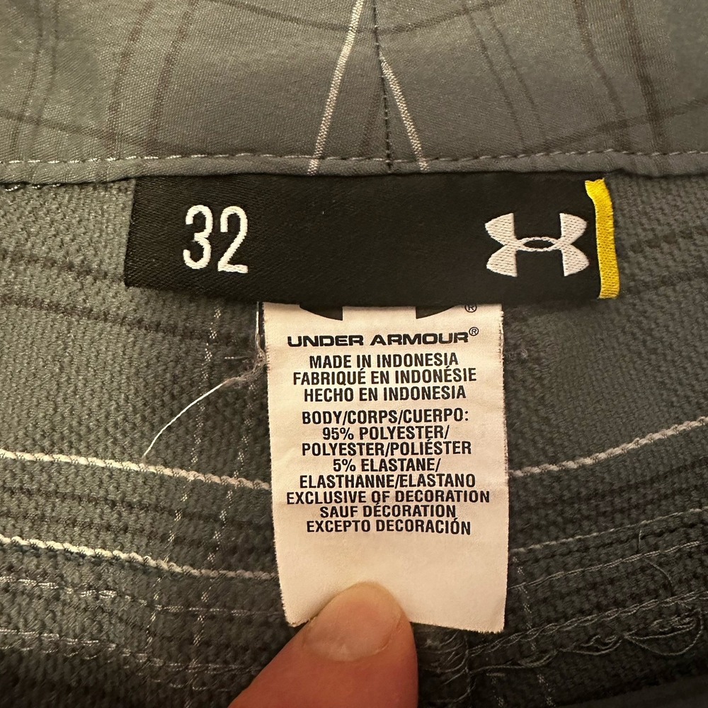 Men's Under Armour Gray Plaid Golf Shorts Size 32 - Picture 2 of 9